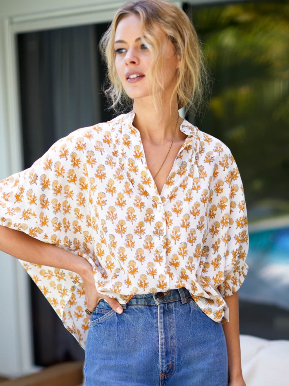 Emerson Fry Floral Button Down Blouse